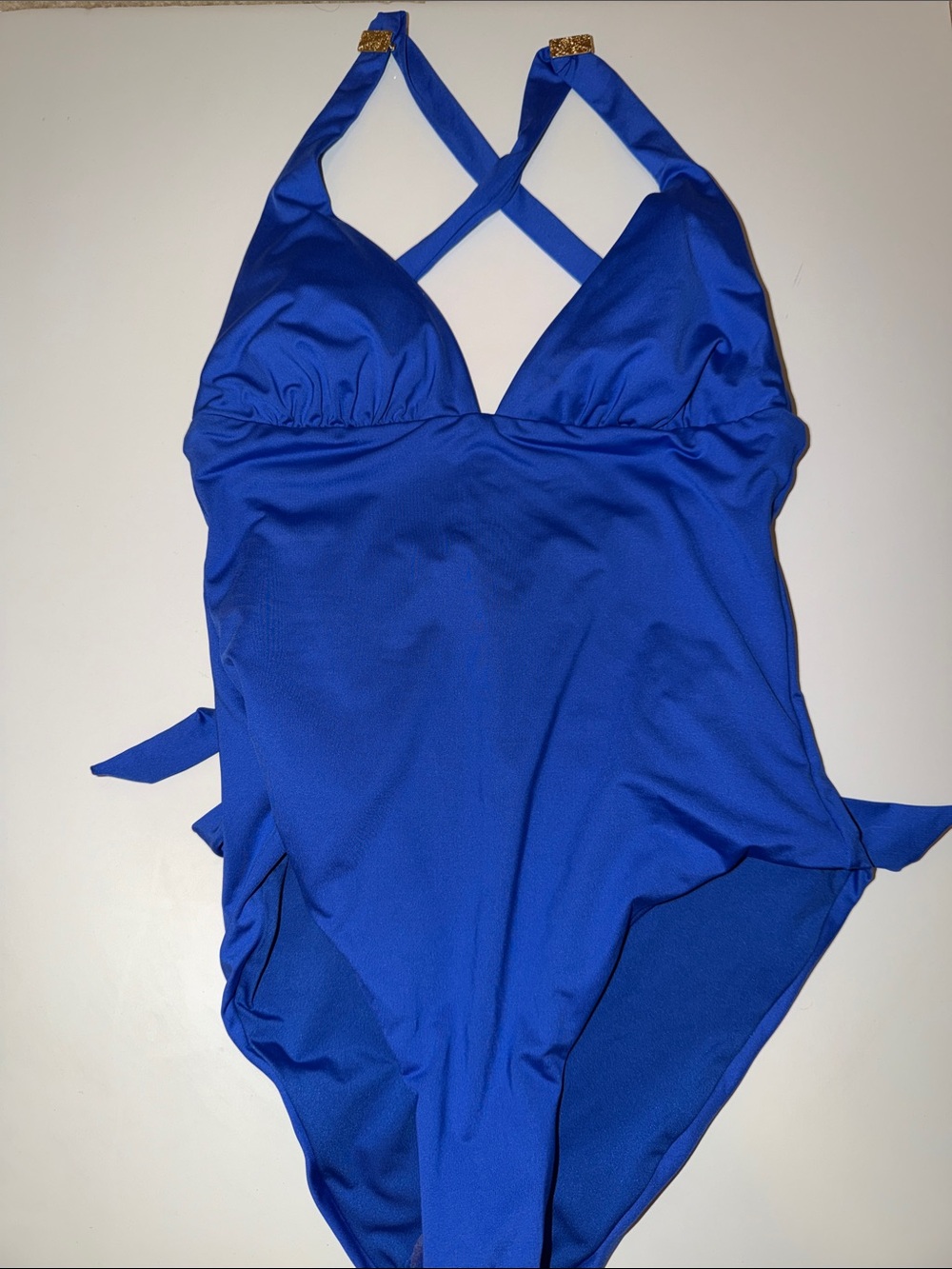 Girls Blue One-Piece Swim Suit with Crossback Straps
